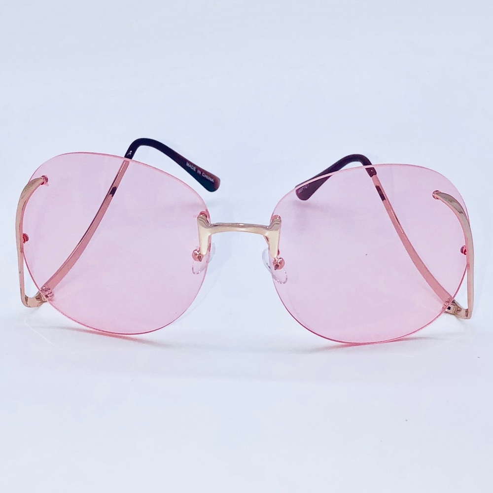 Gold Frame Pink Lenses w/Hard Case